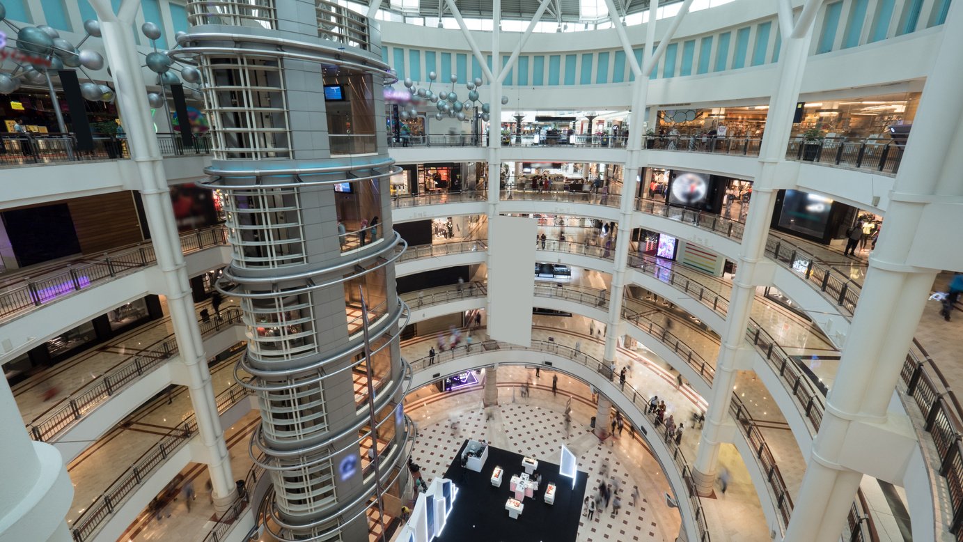 Multistorey Shopping Mall with Customers